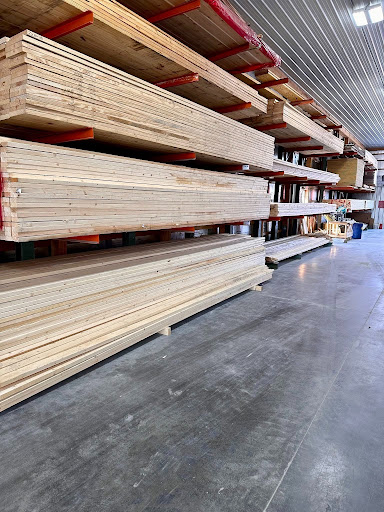 Detail of stacked lumber and building supplies