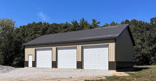 Finished pole barn with metal roof